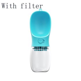 Pet Water Cup Outdoor Portable Water Bottle (Option: Blue With filter-350ML)