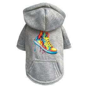 Graffiti Pup Hoodie (Color: Grey, size: SM)