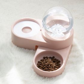 Large Pet Feeder Automatic Drinking Fountain and Food Bowl Pet Water Dispenser with Mouth Separator (Color: PINK)