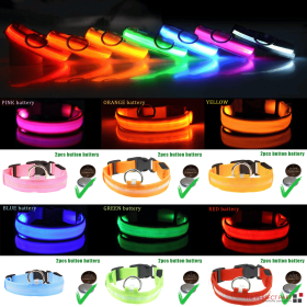 LED Adjustable Dog Collar Blinking Flashing Light Up Glow Pets Safety Waterproof (Color: PINK, size: XL)